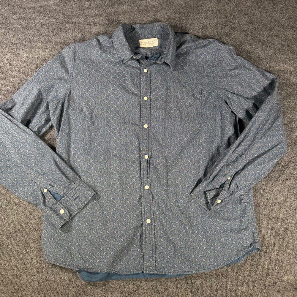 Denim & Supply Ralph Lauren Paisley Button Down Shirt XXL Blue Mens Long Sleeve